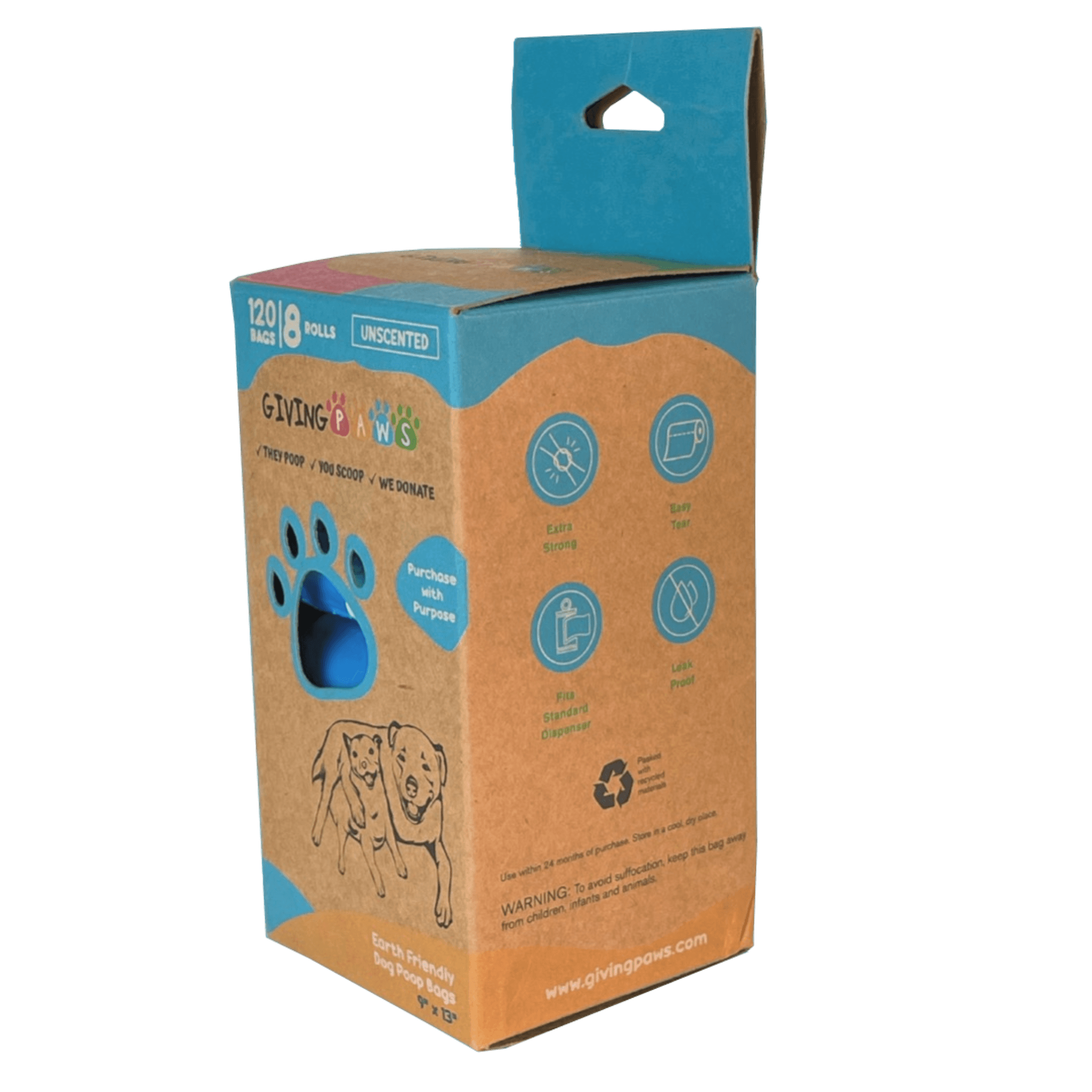 Earth Friendly Dog Poop Bags - 8 Rolls, 120 Bags Poop Bags - dogs GivingPaws