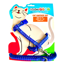 Load image into Gallery viewer, Polka Dot Cat Harness and Leash Set (3/8")