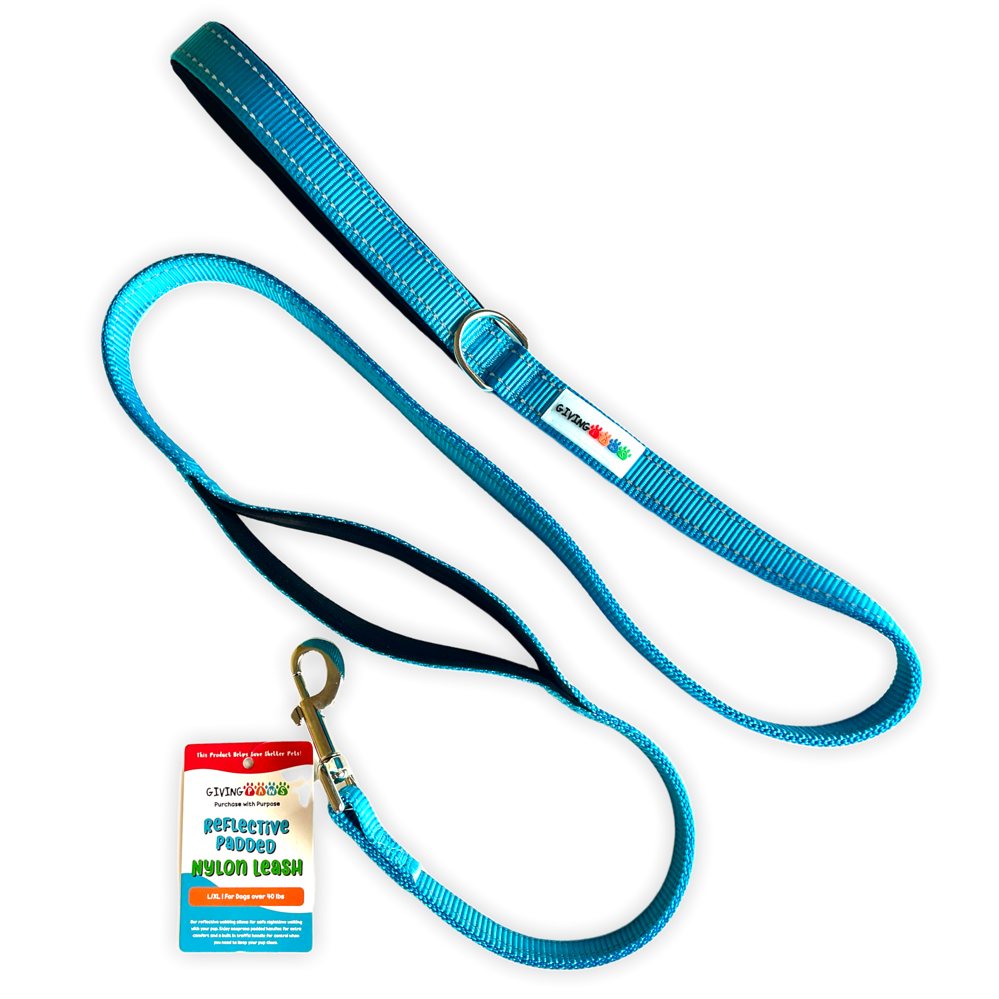Reflective Nylon Leash with Padded Traffic Handle (5ft)