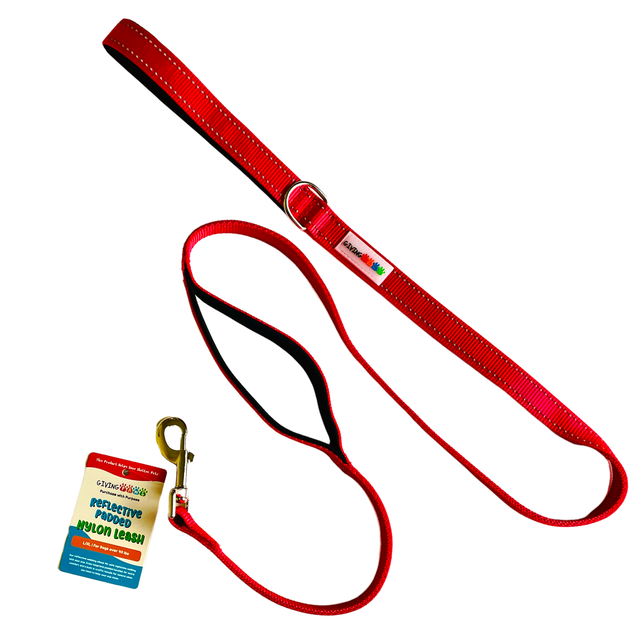 Reflective Nylon Leash with Padded Traffic Handle (5ft)